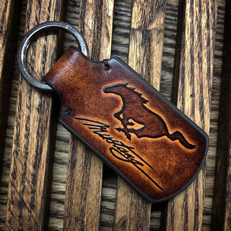 Mustang Keychain Leather 